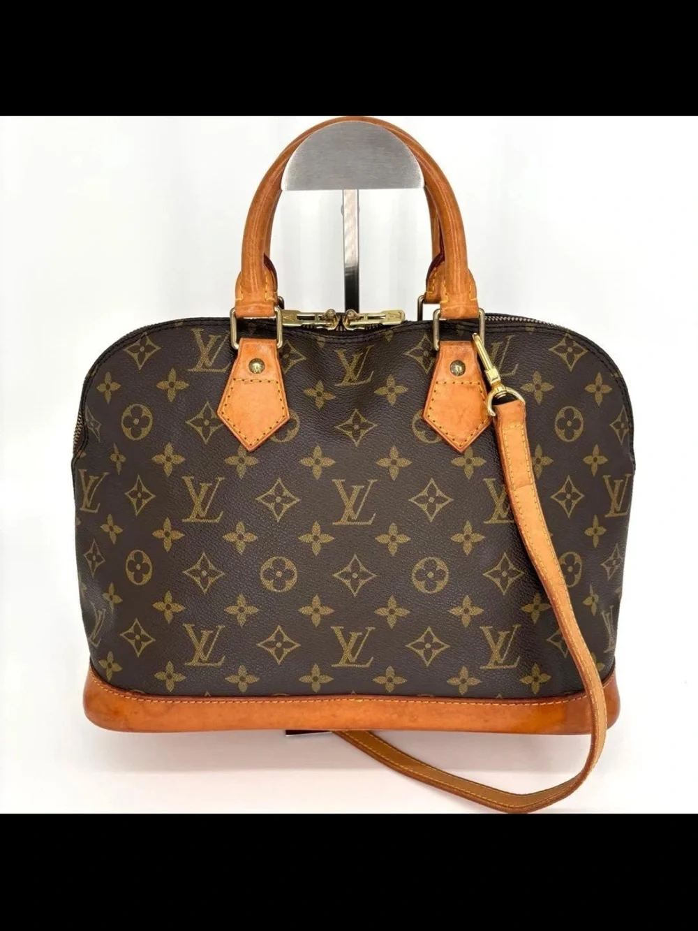 Louis Vuitton Monogram Canvas Satchel with Tan Vachetta Accents